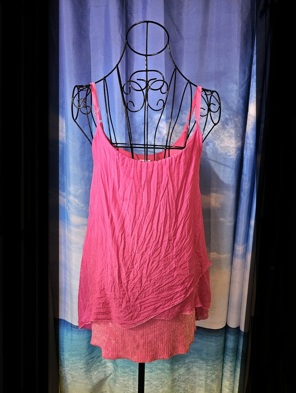 Nicole Italy Women’s Hot Pink Layered Sleeveless Top